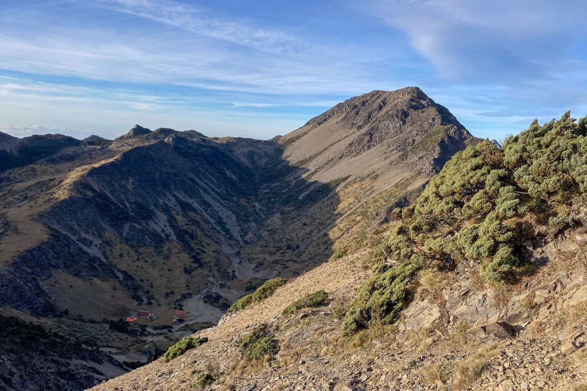 The east face of Nanhudashan, the fifth-highest mountain in Taiwan at 3,742m.